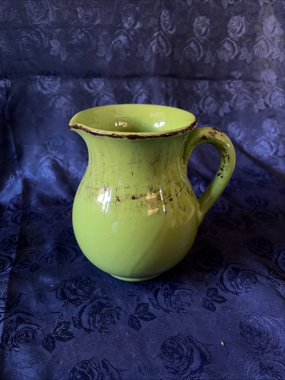 VTG 7” Green Italian Ceramic Pitcher